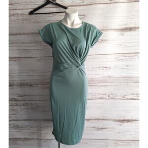 Shein Light Green Twist Front Short Sleeve Dress Sz Small
